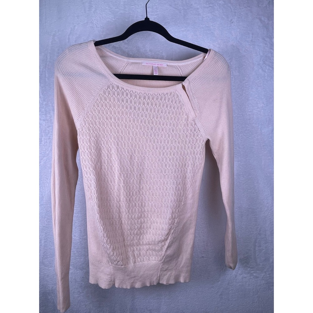Victoria's Secret Pink Knit Shirt Long Sleeve‎ Scoop Neck Textured M M